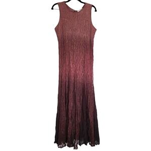 Vintage Principles Burgundy Mauve Lace Ombre Whimsigoth Maxi Dress M Medium